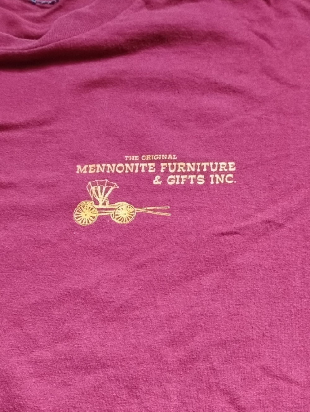 Men's Red Vintage Large Mennonite Gifts & Furniture Amish Shirt AVAN-T Tag
